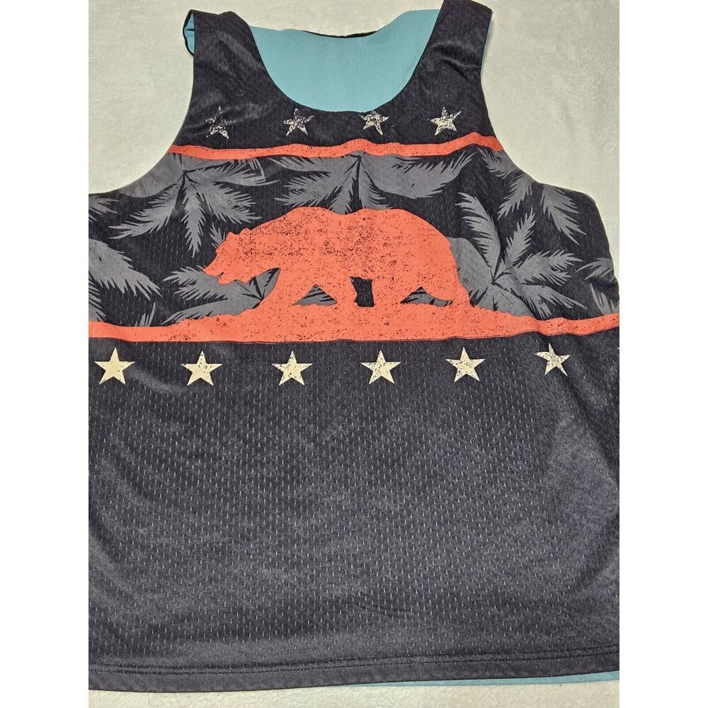 California Republic Tank Top Mens Large Reversible Bear activewear Black/blue